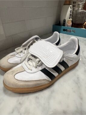 adidas White and Black Retro Gum Sole Trainers samba